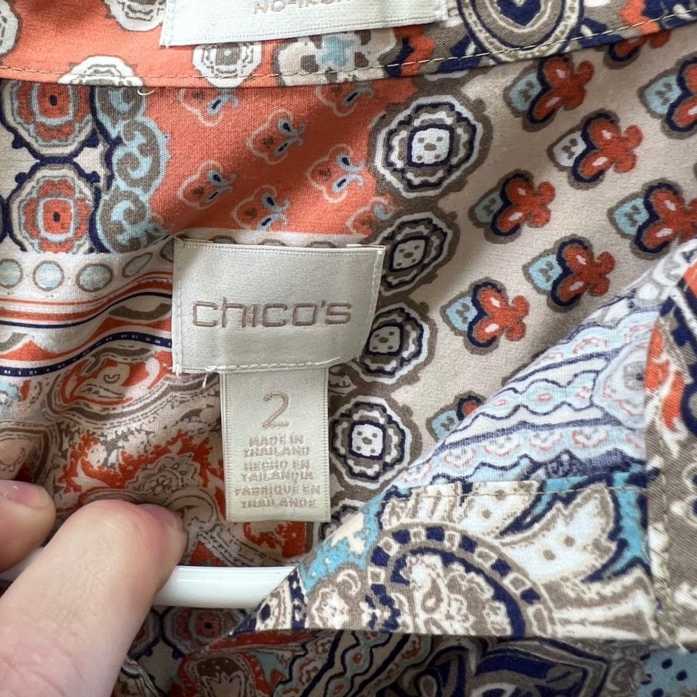 Chico's Size 2 Paisley Patchwork Button Down Shir… - image 4